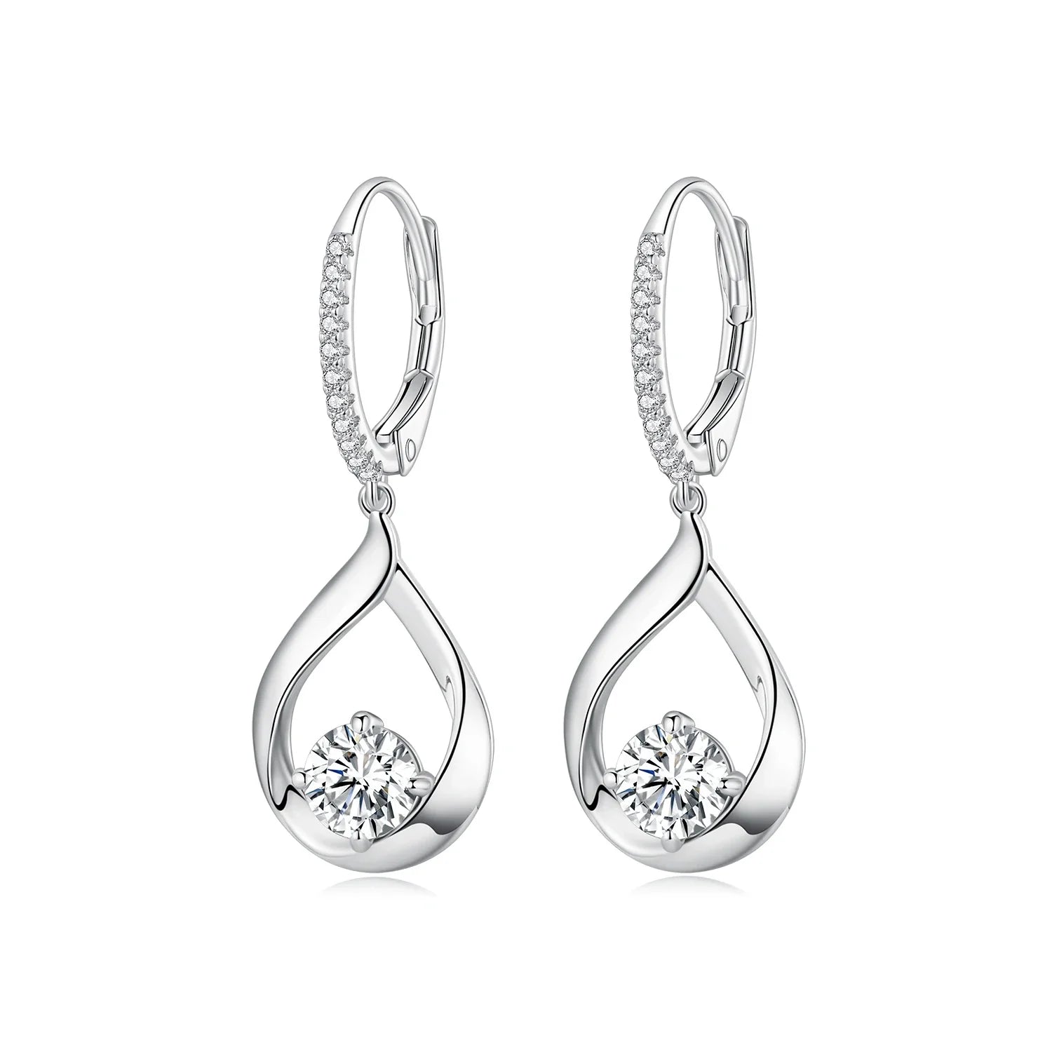 1CT Moissanite Waterdrop Necklace And Drop Earrings 925 Sterling Silver Wedding Bridal Jewelry Set
