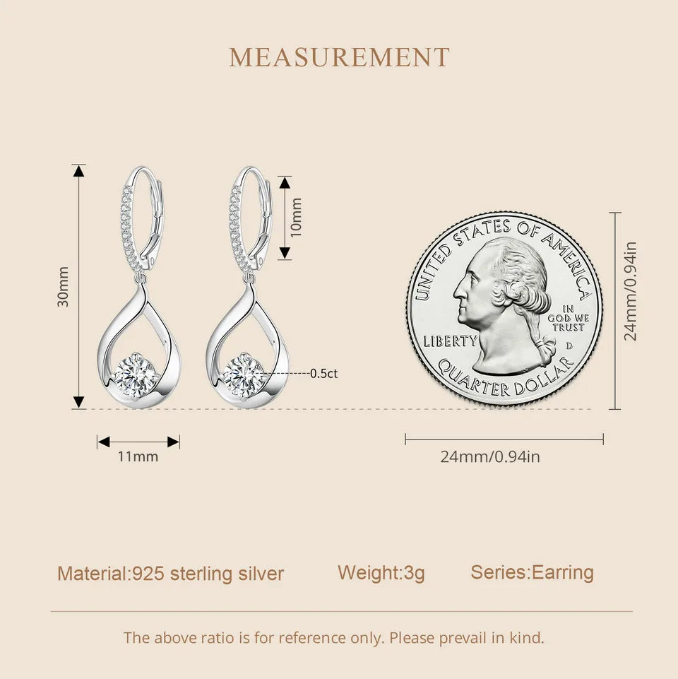 1CT Moissanite Waterdrop Necklace And Drop Earrings 925 Sterling Silver Wedding Bridal Jewelry Set