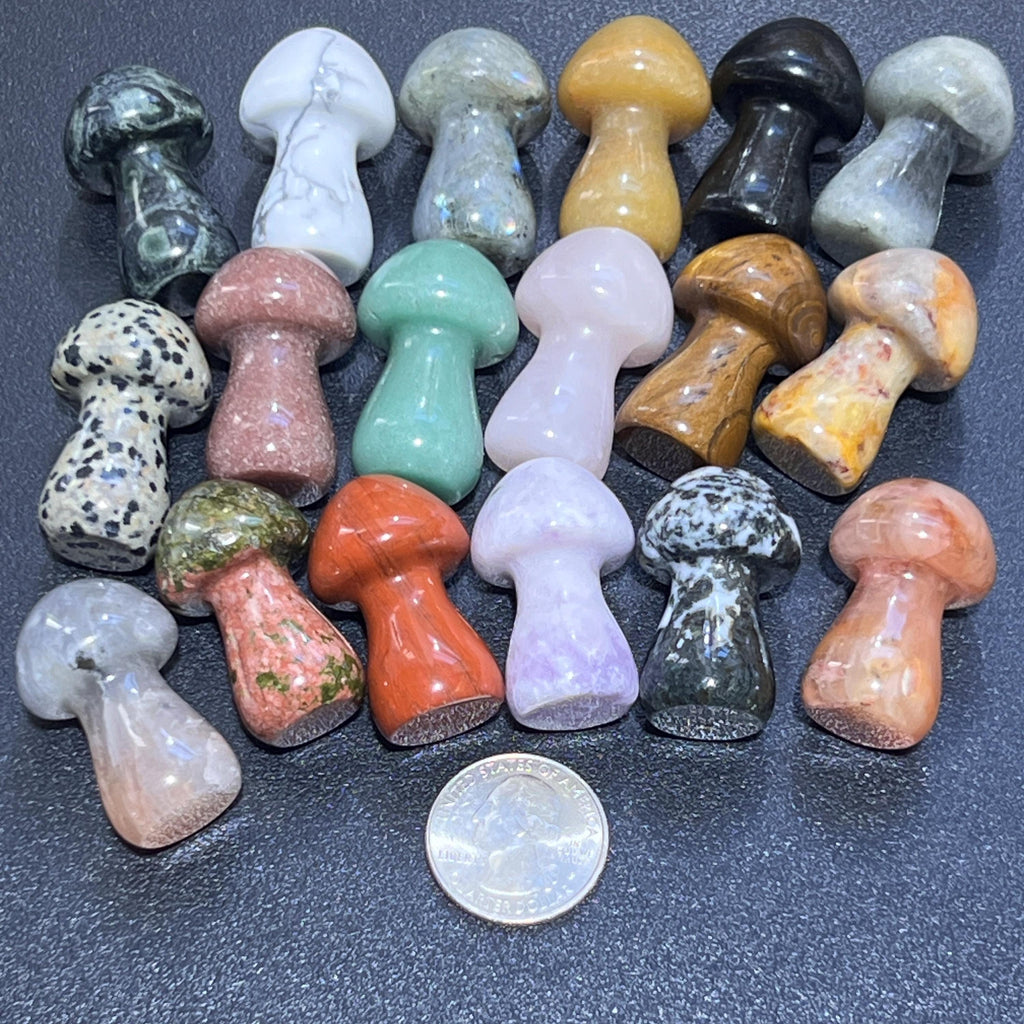 Assorted Mixed Crystal Mineral Large Mushrooms Gemstone Carving